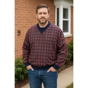 Vintage Bruce Clark ‎ Pullover Plaid Windbreaker Jacket Men's Size L Scotland